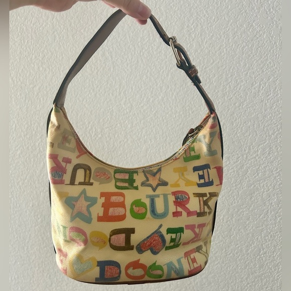 Dooney & Bourke Vintage Multicolor Rainbow Logo Shoulder Bag, Heart Charm - Picture 1 of 13